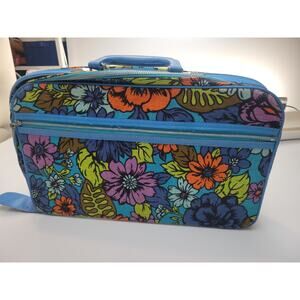 Vintage Bantam Travelware Blue Floral Flower Retro Suitcase Set 1970 Hippie Boho